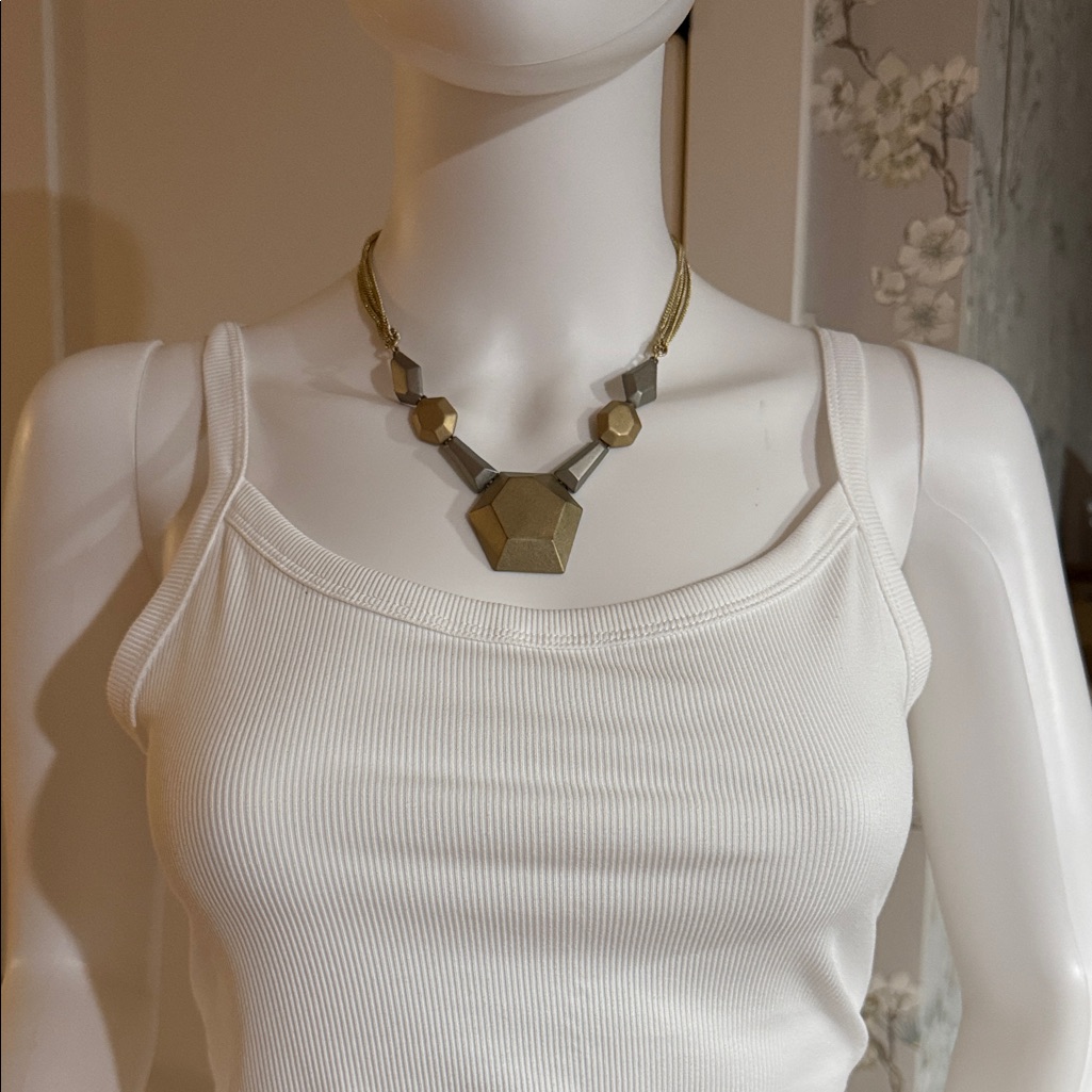 Adrienne Vittadini Gold And Silver Hexagon Necklace 35$
